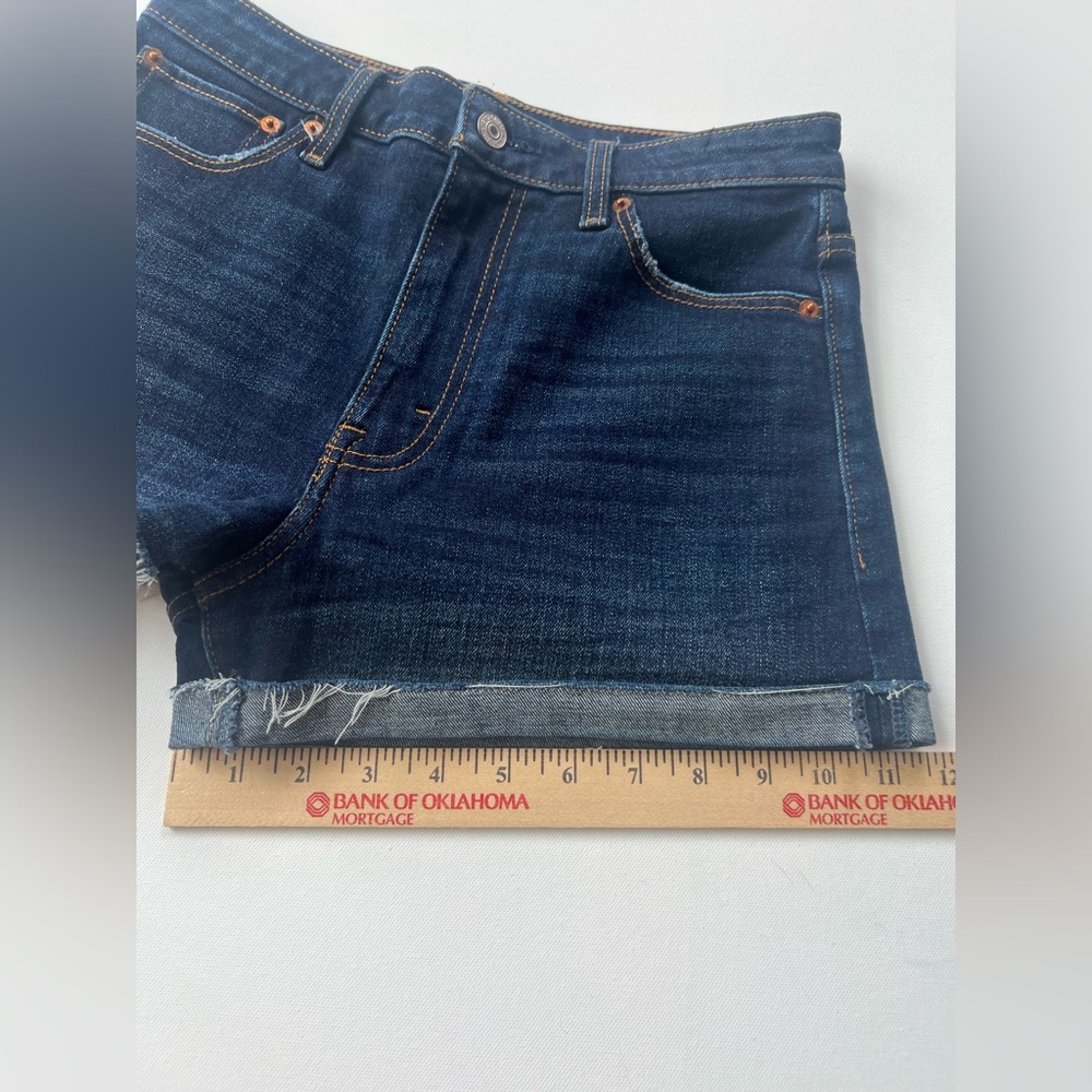 Abercrombie & Fitch High Rise  Blue Denim • Cuffed Raw Hem • Women’s Size 27/4 - Picture 10 of 11